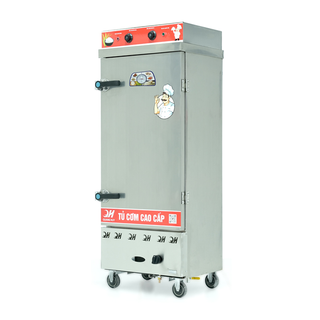 Tủ cơm 12 khay điện gas hấp từ 40kg Gạo/mẻ có điều khiển