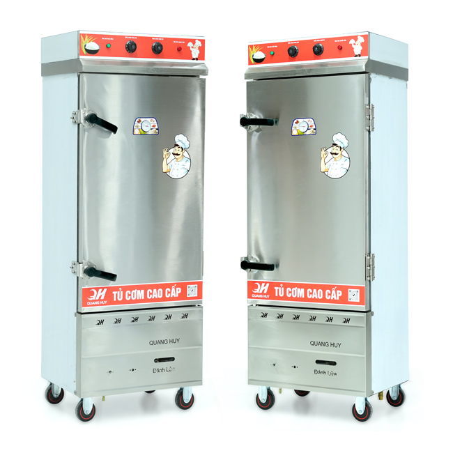 Tủ cơm 12 khay điện gas hấp từ 40kg Gạo/mẻ có điều khiển