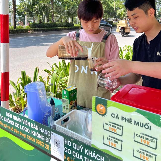 quầy pha chế cafe muối tiện lợi