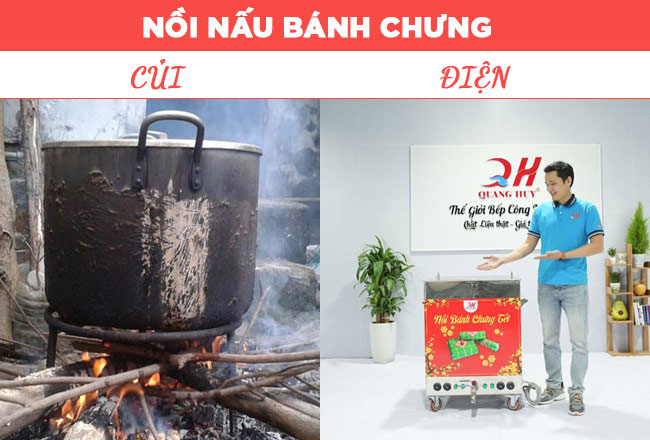 so sánh nồi bánh chưng củi và điện