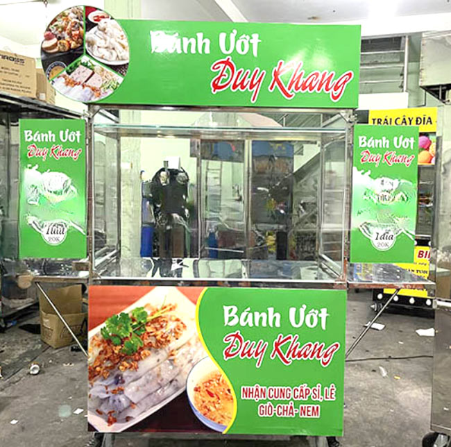 xe bán bánh ướt xanh