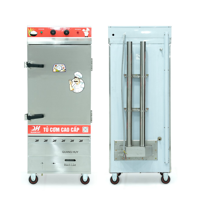 Tủ cơm 10 khay điện gas hấp từ 35kg Gạo/mẻ có điều khiển