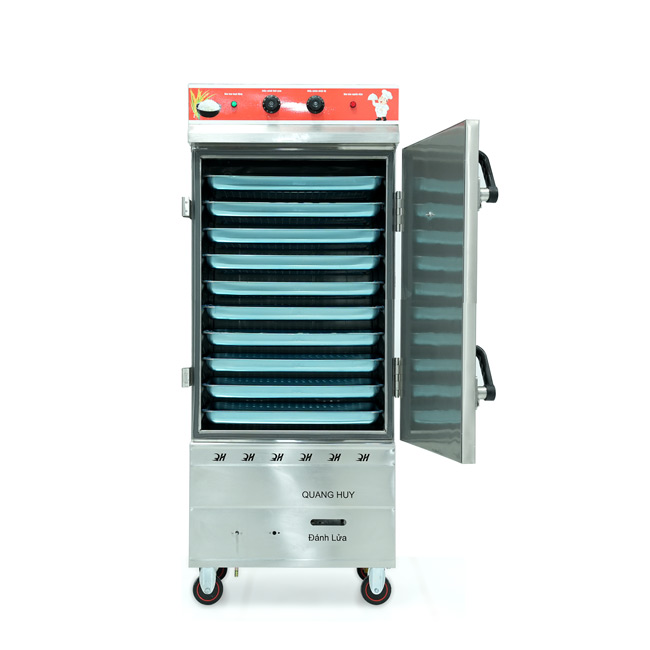 Tủ cơm 10 khay điện gas hấp từ 35kg Gạo/mẻ có điều khiển