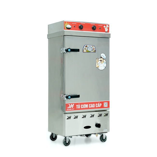 Tủ cơm 10 khay điện gas hấp từ 35kg Gạo/mẻ có điều khiển