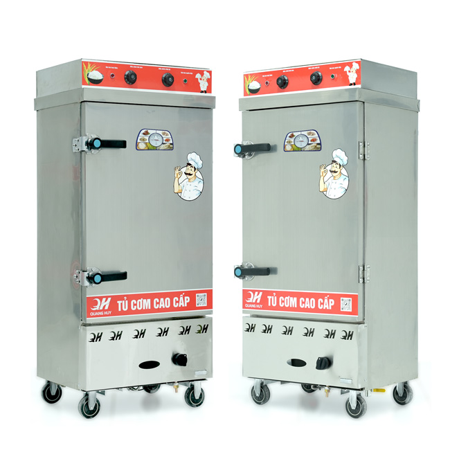 Tủ cơm 10 khay điện gas hấp từ 35kg Gạo/mẻ có điều khiển