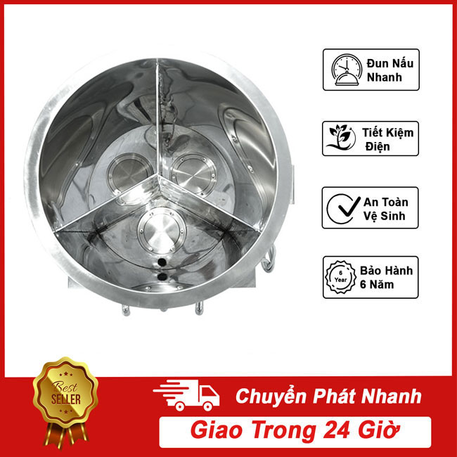 Nồi nấu phở điện 3 ngăn 100 lít