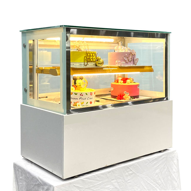 Tủ trưng bày bánh kem để bàn trắng QHTBK2T-0.9BCT