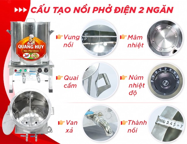 Cấu tạo nồi phở điện 2 ngăn