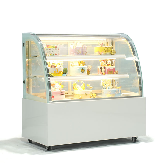 Tủ bánh kem 1m2 kính cong màu trắng QHTBKC-1.2T