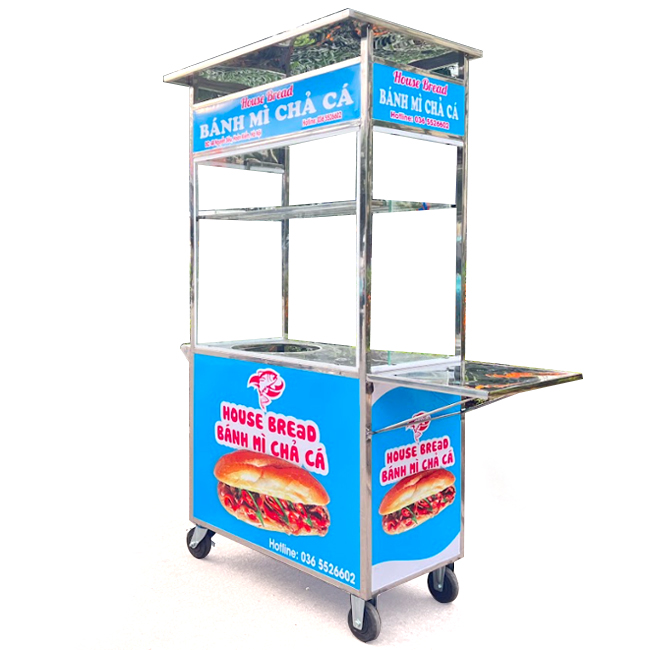 Xe bánh mì Chả Cá mái bằng 90cm CC900-B