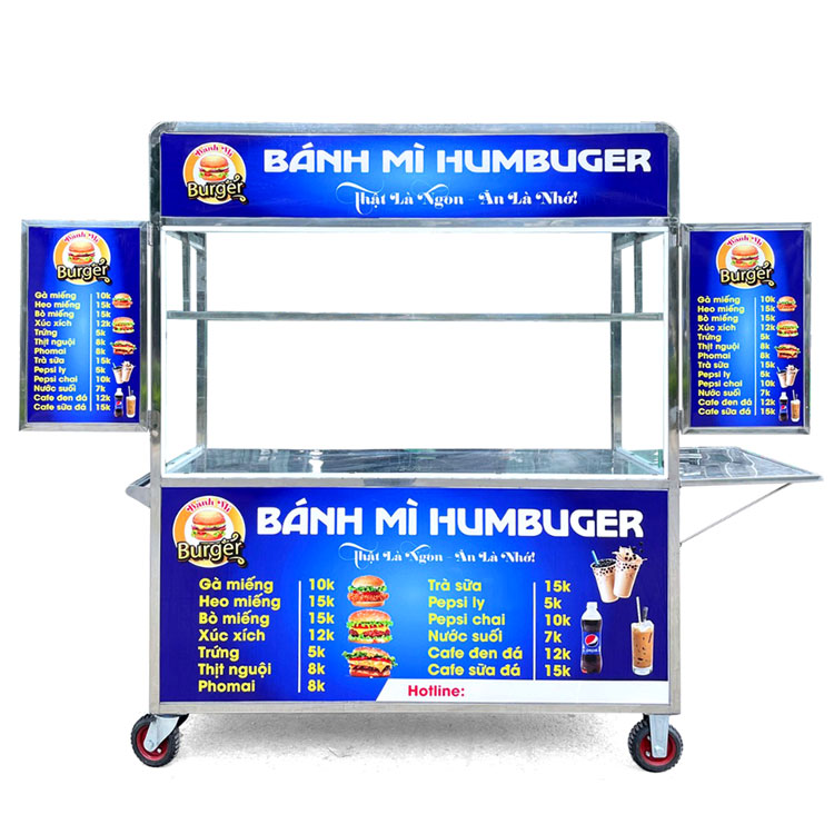 Xe bánh mì Hamburger mái bằng 1m8 HB1800-B