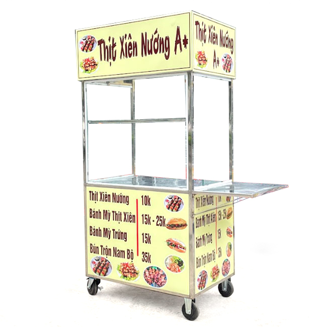 Xe bánh mì Thịt Nướng mái bằng 90cm TN900-B