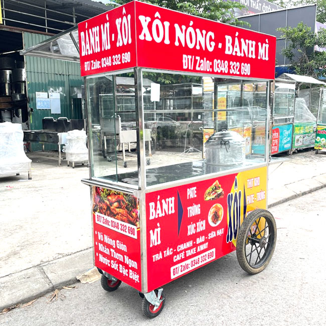 Xe bán xôi bánh mì mái bằng 1m5 X1500-B