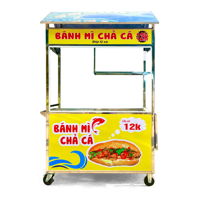 Xe bán bánh mì chả cá 1m2 mái ngói