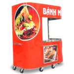 Xe bánh mì Kebab 1m8 dáng cong màu đỏ