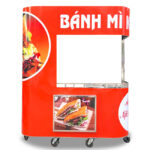 Xe bánh mì Kebab 1m8 dáng cong màu đỏ