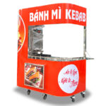 Xe bánh mì Kebab 1m8 dáng cong màu đỏ