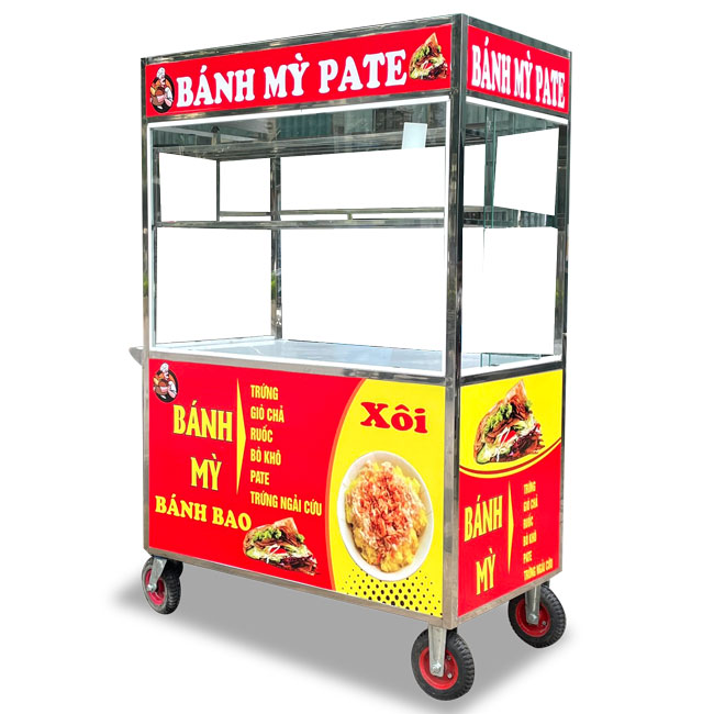 Xe bánh mì pate bánh bao xôi 1m2 đỏ