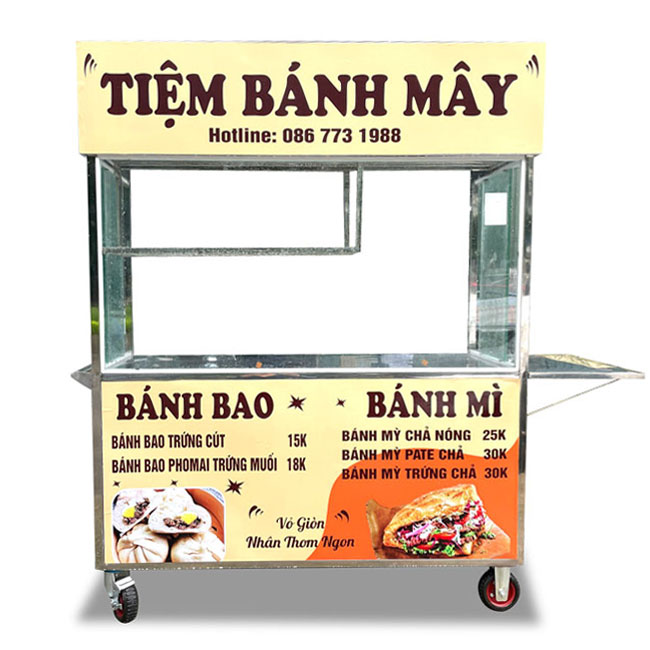 Xe bánh mì bánh bao Tiệm Mây 1m5