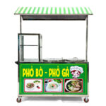 Tủ bán phở bò, phở gà 1m5 2 nồi mái ngói P1500-N