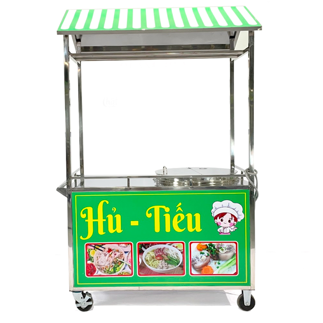 Xe bán hủ tiếu 1m2 nồi 100L mái ngói HT1200-N