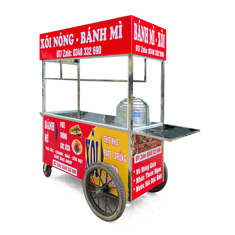 Xe bán xôi bánh mì mái bằng 1m5 X1500-B