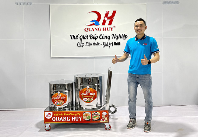 Xe đẩy 2 nồi phở chung bệ Quang Huy