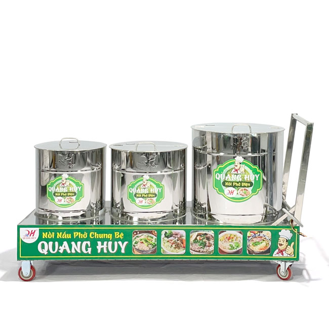 Xe đẩy 3 nồi phở điện 30-80-100 lít