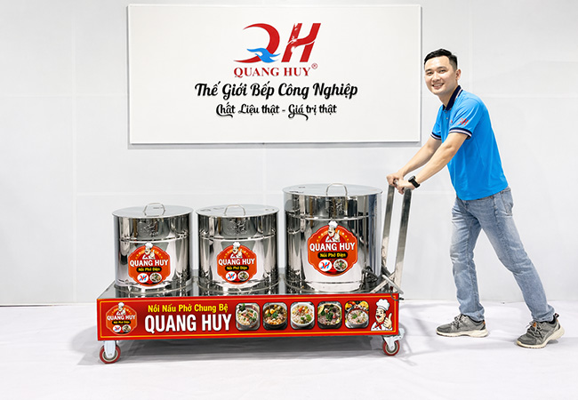 Xe đẩy 3 nồi phở điện Quang Huy