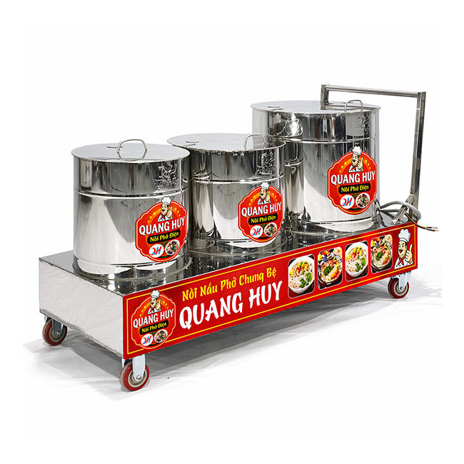 Xe đẩy 3 nồi phở điện 30-60-100 lít
