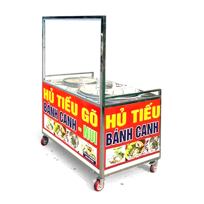 Xe hủ tiếu gõ 2 nồi 1m2 đỏ HT1200-B