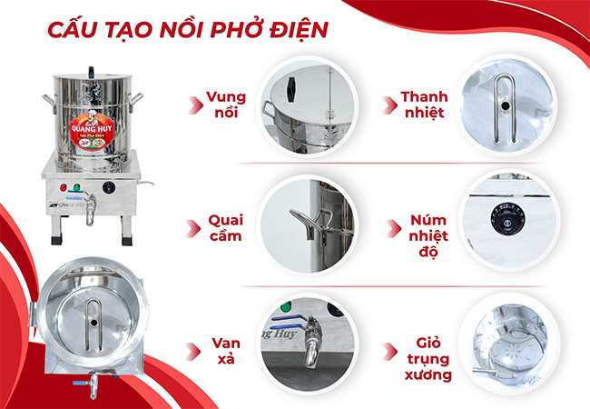 Cấu tạo nồi phở điện Quang Huy