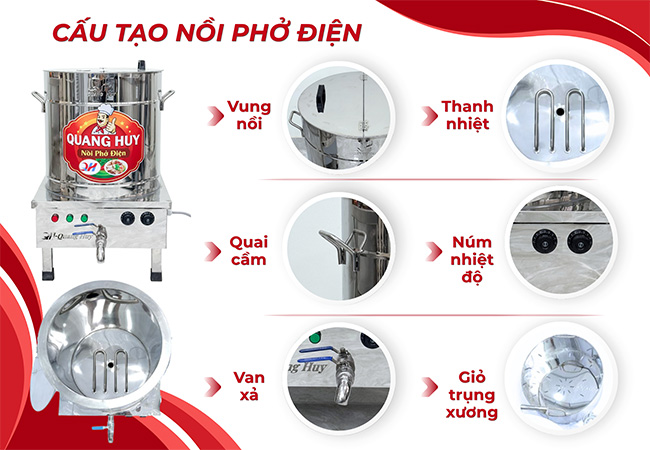 Cấu tạo nồi phở điện Quang Huy