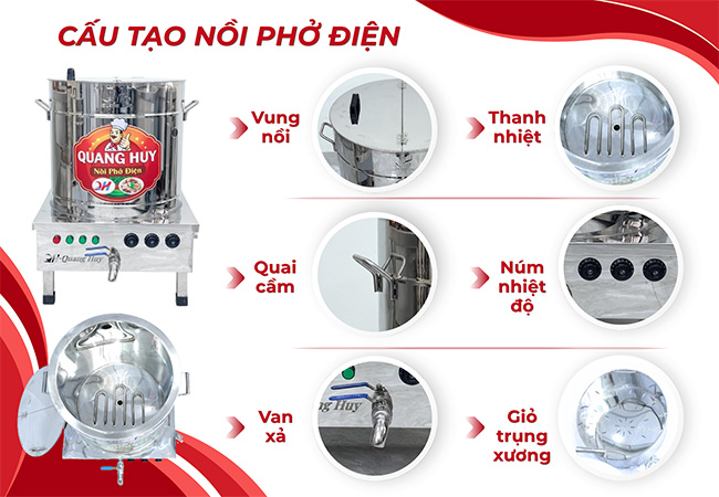 Cấu tạo nồi phở điện Quang Huy