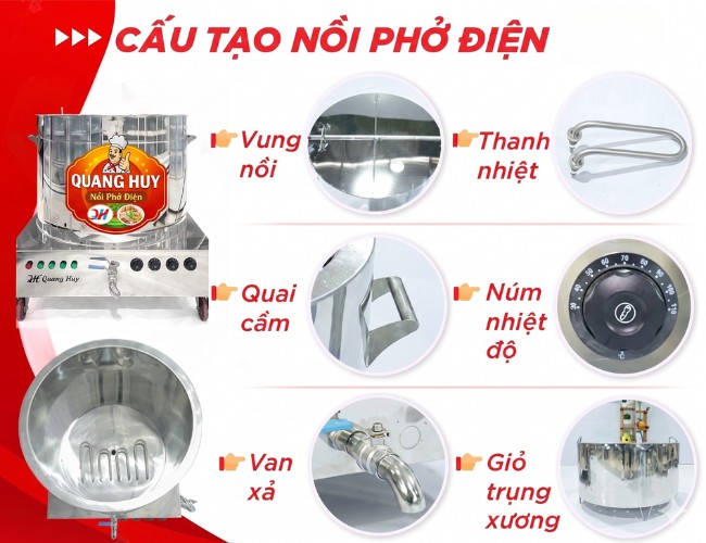 Cấu tạo nồi phở điện Quang Huy