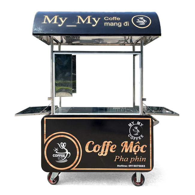 Xe đẩy bán Coffe Mộc đen 1m2 C1200-V