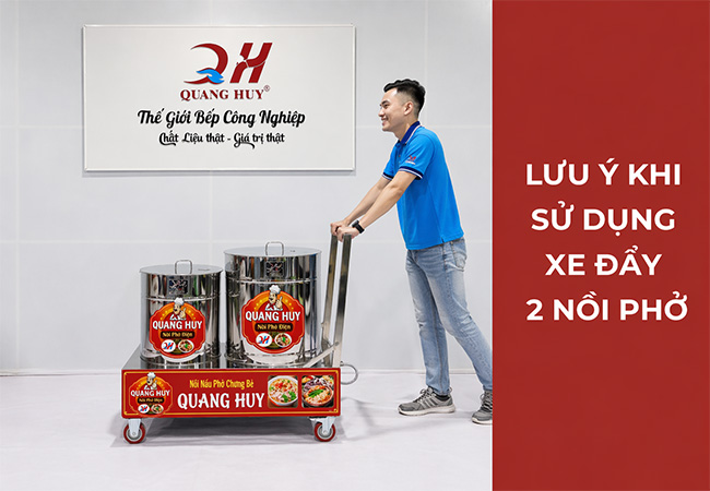 Xe đẩy 2 nồi phở chung bệ 30-80 lít