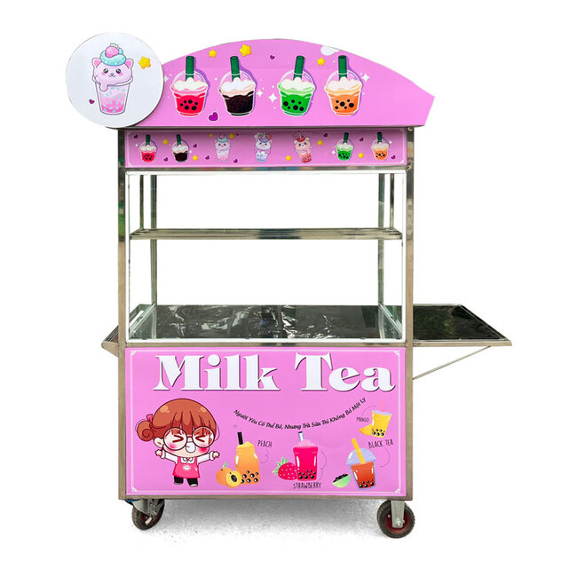 Xe đẩy bán Milk Tea hồng 1m2 TS1200-V