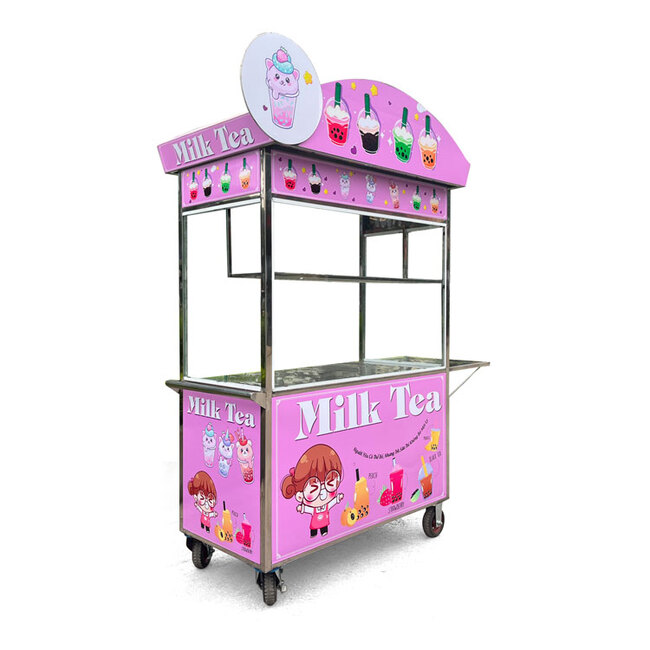 Xe đẩy bán Milk Tea hồng 1m2 TS1200-V