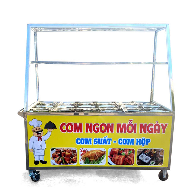 Xe bán cơm ngon mỗi ngày màu vàng 1m8 C1800-B