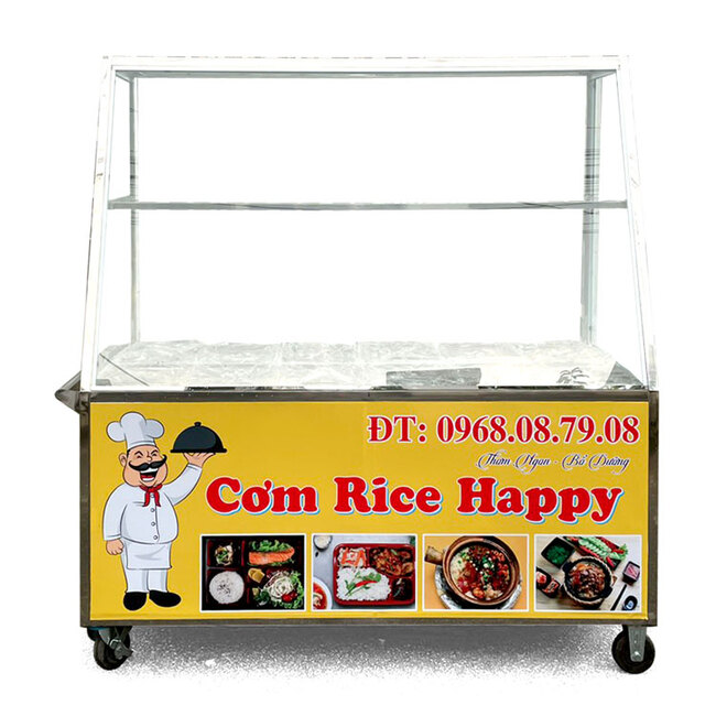 Xe bán cơm Rice Happy màu cam 1m8 C1800-B