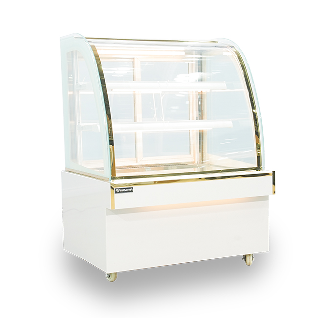 Tủ bánh kem 90cm 3 tầng kính cong Mới TBK3T-0.9C-NR