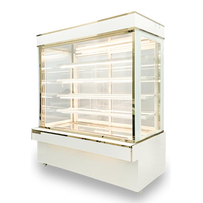 Tủ bánh kem 1m5 5 tầng kính vuông Mới TBK5T-1.5V-NR