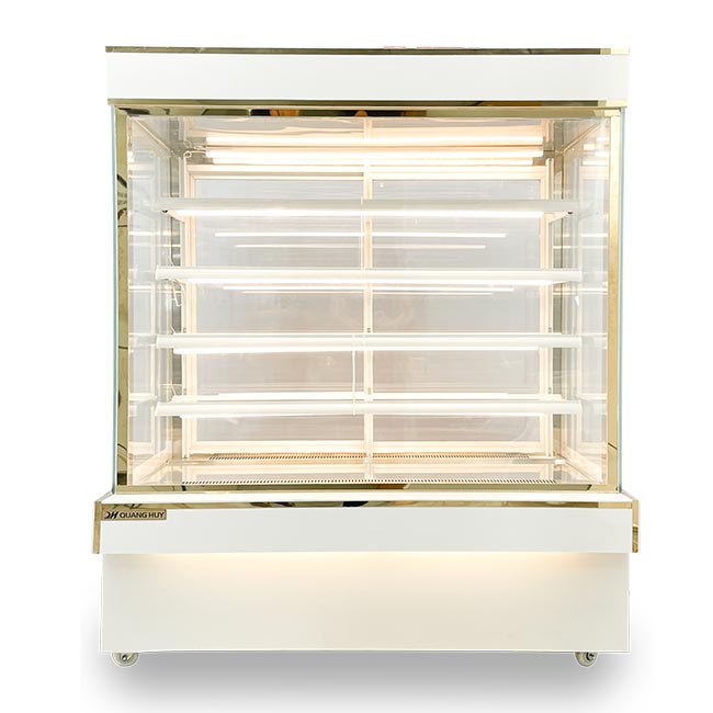 Tủ bánh kem 1m5 5 tầng kính vuông Mới TBK5T-1.5V-NR