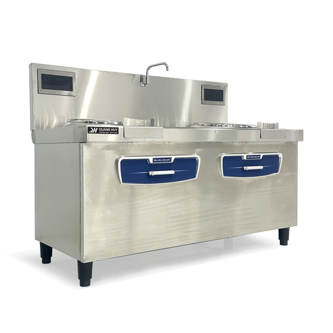 Bếp xào điện 2 họng 1m6 có bầu nước