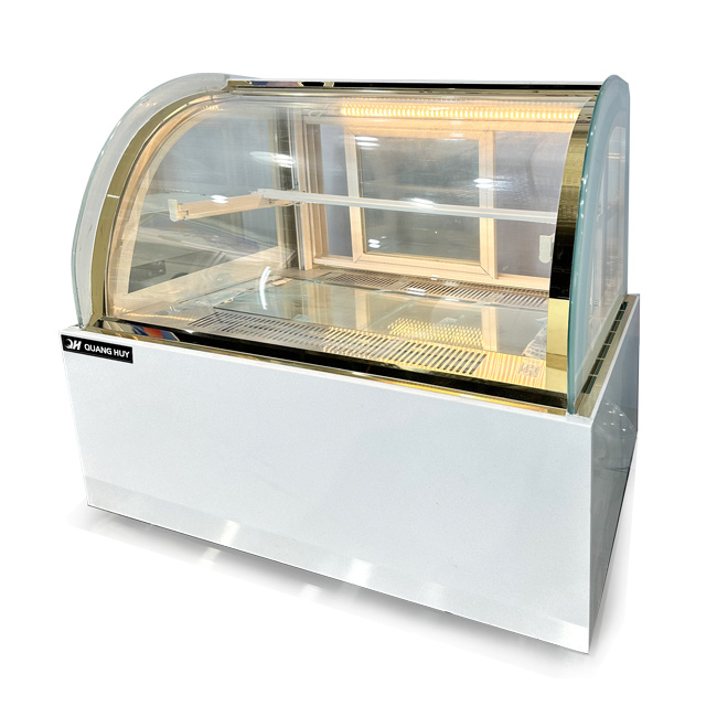 Tủ trưng bày bánh kem để bàn 90cm 2 tầng kính cong TBK2T-0.9BC