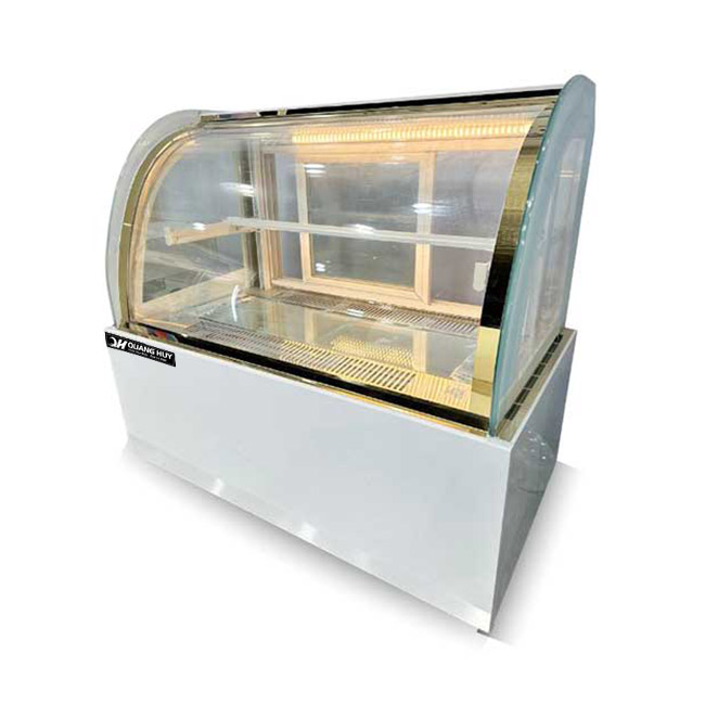 Tủ trưng bày bánh kem để bàn 90cm 2 tầng kính cong TBK2T-0.9BC